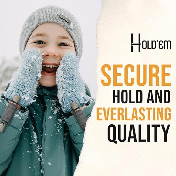 Hold’Em Mitten Glove Clips for Toddler & Kids Extra Tight Grip - Gray - Picture 5 of 6